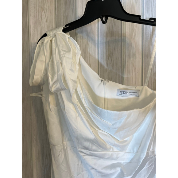 NWT IEENA for Mac Duggal White Satin One Shoulder Dress Size 10 - Picture 6 of 11